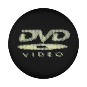 Retro DVD Video pixel logo nostalgia design closeup for spare tire cover