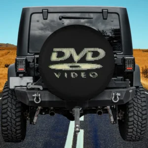 Retro DVD Video pixel logo nostalgia spare tire cover for utility trailer with no camera hole