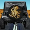 Retro octopus silhouette vintage illustration spare tire cover no camera hole