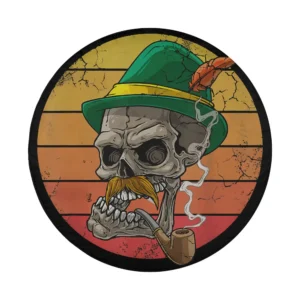 Retro vintage German hat smoking skull Oktoberfest Halloween tire cover design
