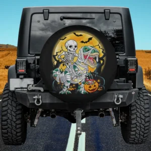 rex skeleton mummy halloween spare tire cover on Jeep with no camera hole