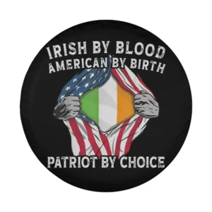 Irish American patriotic ripped flag hands St. Patrick's Day tire cover design