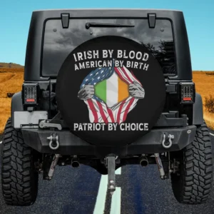 Ripped American flag hands reveal Irish flag St. Patrick's Day spare tire cover no camera hole