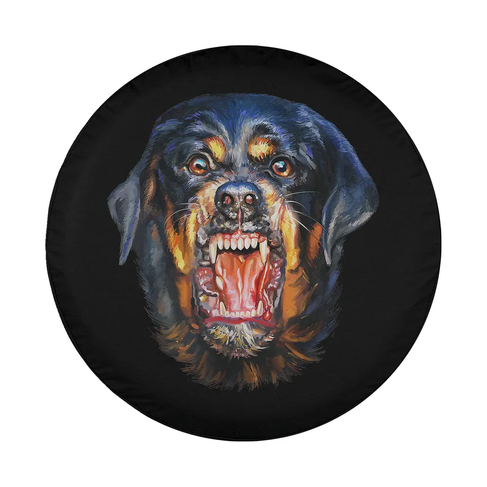 Design of vicious barking Rottweiler open mouth dog spare tire cover