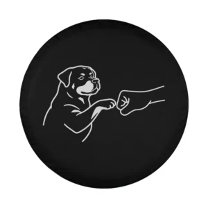 Minimalist Rottweiler punch hand fist bump dog line art design