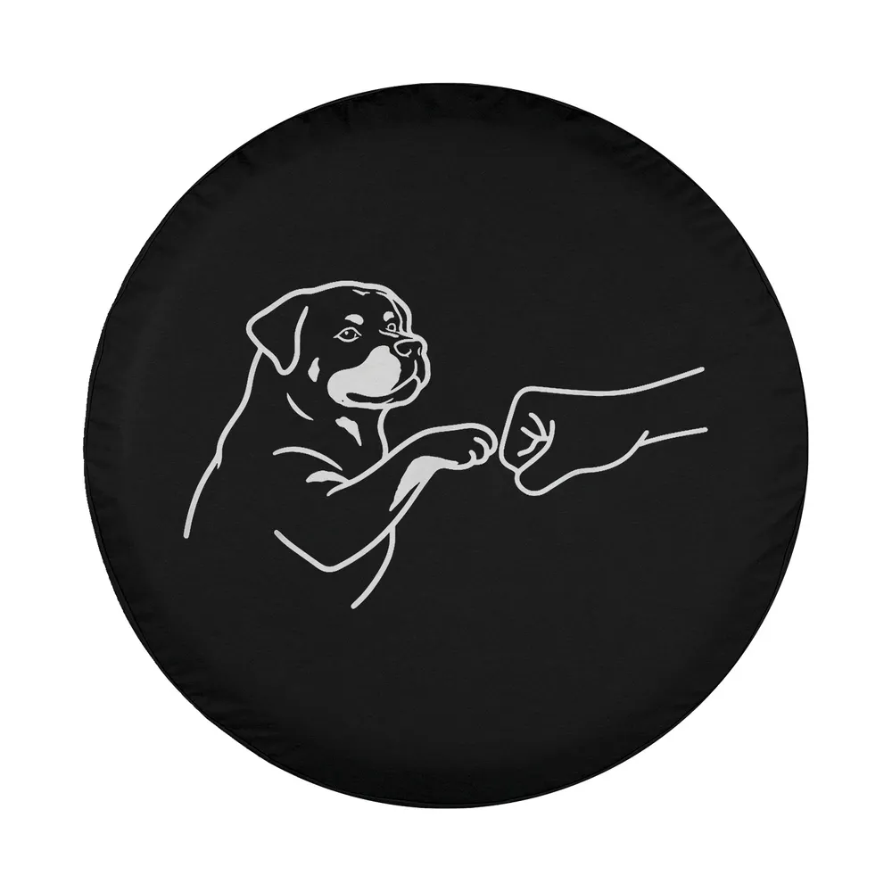 Minimalist Rottweiler punch hand fist bump dog line art design