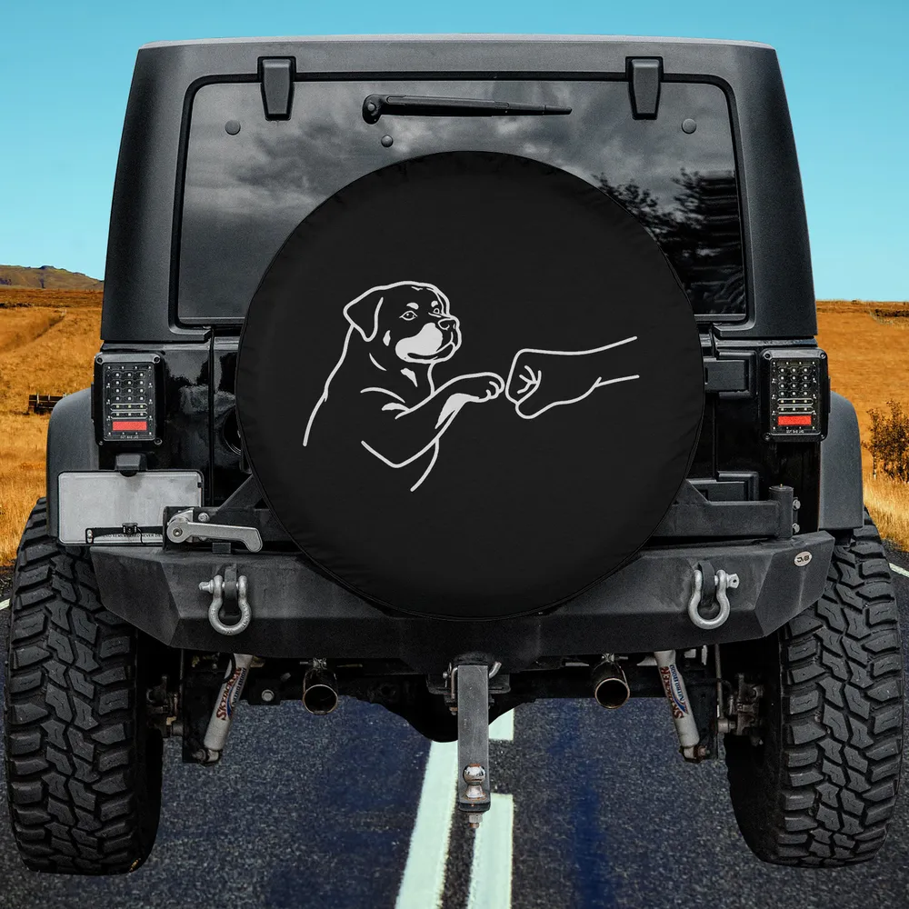 Rottweiler punch hand fist bump dog spare tire cover no camera hole
