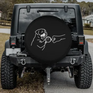 Rottweiler punch hand fist bump dog spare tire cover with camera hole