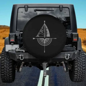 Sailboat nautical compass boater captain spare tire cover no camera hole