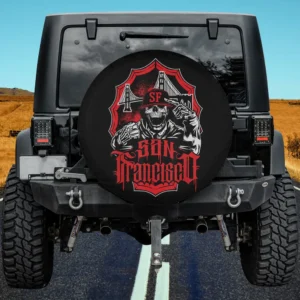 San Francisco bridge sugar skull dia de los muertos spare tire cover no camera hole