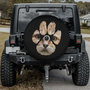 Sand cat paw print cat spare tire cover with backup camera hole for Jeep, SUV, RV