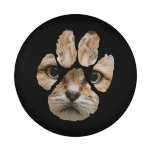Sand cat face and paw print design for custom spare tire cover