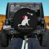 Santa hat cat silhouette with sleigh meowy christmas spare tire cover no camera hole