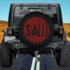 Saw red blade logo horror movie spare tire cover with no camera hole