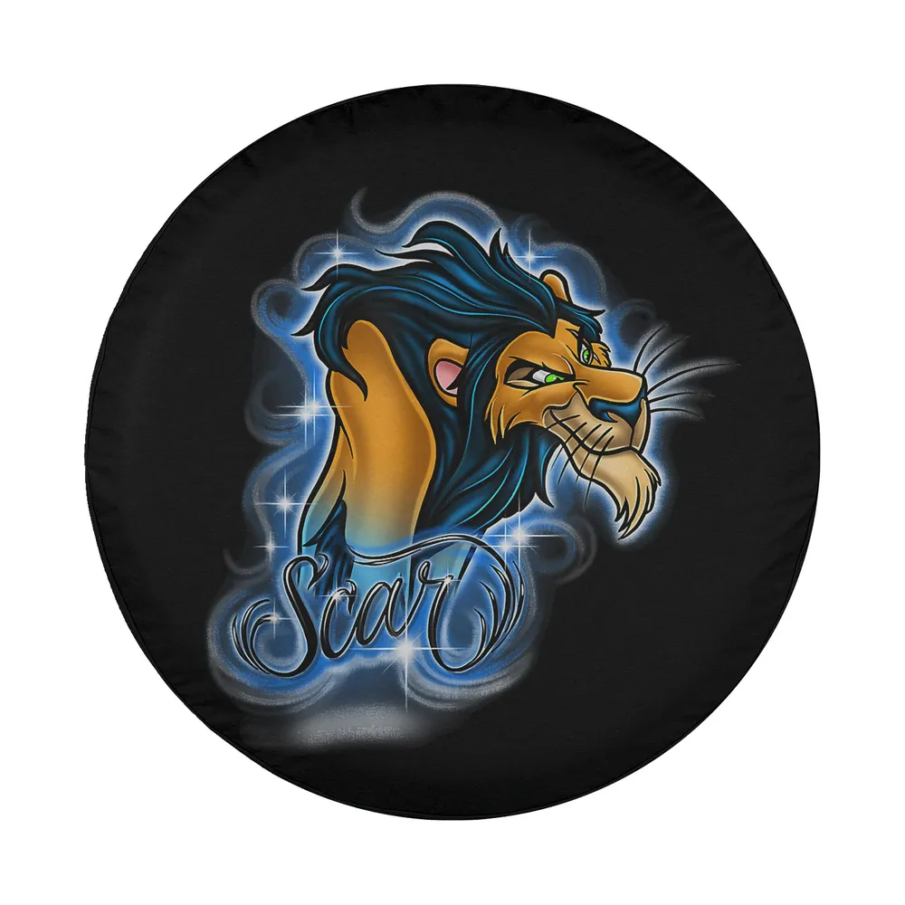 Scar Lion King airbrushed blue logo Disney design for Jeep spare tire cover