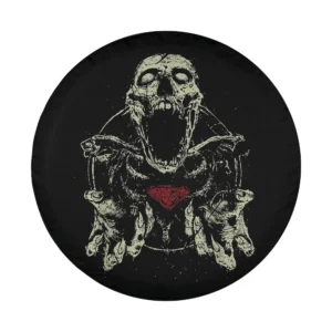 screaming skeleton skull red diamond halloween spare tire cover design only