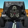 screaming skeleton skull red diamond halloween spare tire cover no camera hole