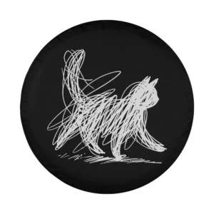 scribble cat minimal line art japanese design for spare tire cover