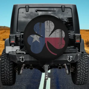 Distressed Texas Flag Shamrock St Patricks Day Spare Tire Cover No Camera Hole