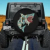Shark zombie skeleton rib cage Halloween spare tire cover with no camera hole on Jeep