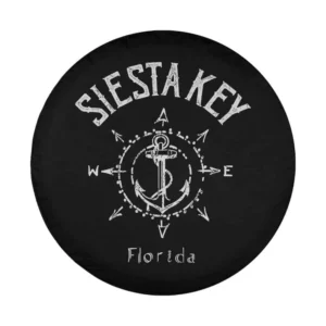 Siesta Key Florida compass rose and anchor design for spare tire cover souvenir