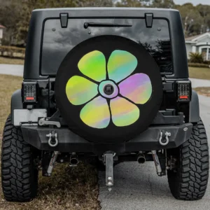 simple daisy flower pinkish botanic gardening spare tire cover with camera hole
