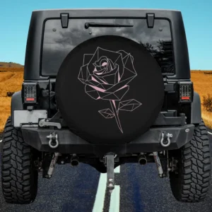Simple pink geometric rose flower garden lovers spare tire cover for Honda HRV without camera hole