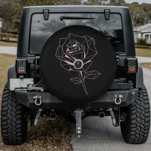 Simple pink geometric rose flower garden lovers spare tire cover for Honda HRV with camera hole