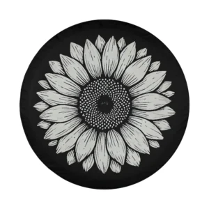 Hand-drawn simple sunflower wild flowers garden design for spare tire cover