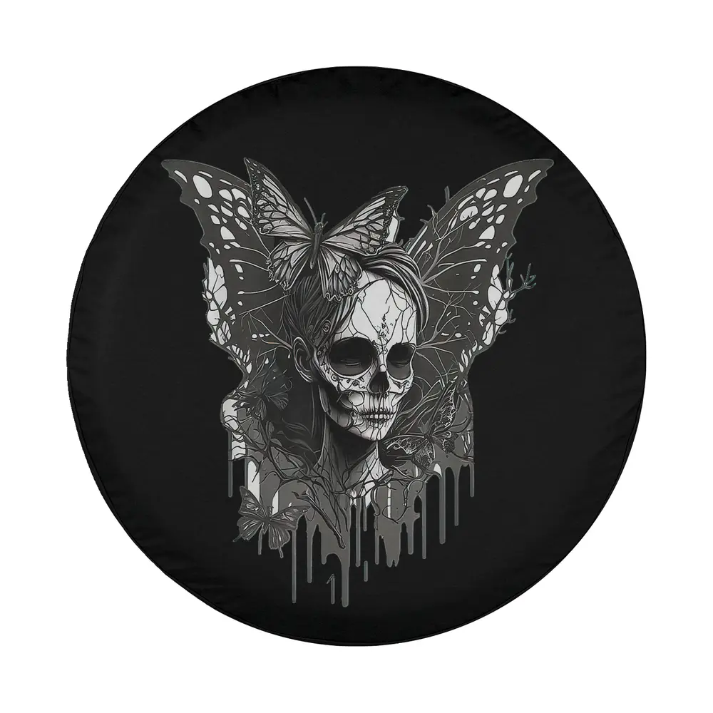 skeleton butterfly gothic fairy grunge fairycore design for Halloween tire cover