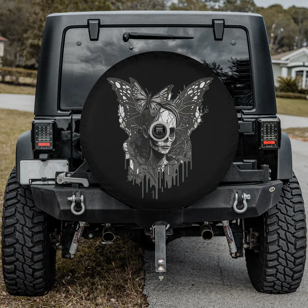 skeleton butterfly gothic fairy grunge fairycore spare tire cover with backup camera hole