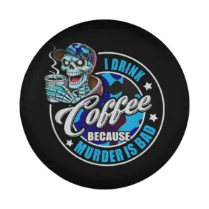 Skeleton dad with coffee mug and camouflage hat tire cover design for Bronco Sport