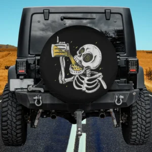 skeleton drinking beer mug funny halloween spare tire cover no camera hole