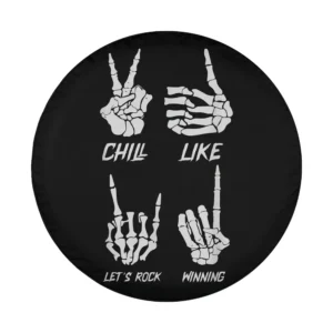 skeleton hand chill like rock sign halloween design for spare tire cover