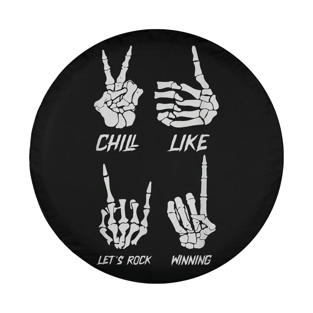 skeleton hand chill like rock sign halloween design for spare tire cover