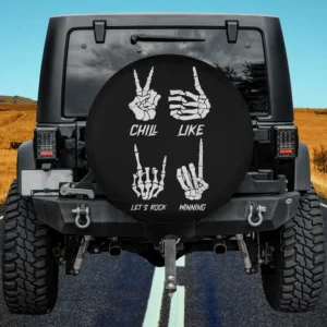 skeleton hand chill like rock sign halloween spare tire cover no camera hole