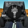 Skeleton hand guitar strings rock and roll spare tire cover with no camera hole