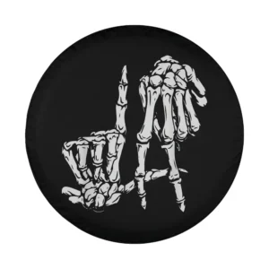 Skeleton hand sign LA gesture graphic for Halloween spare tire cover design