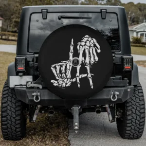 Skeleton hand sign LA gesture Halloween spare tire cover with backup camera hole for SUV