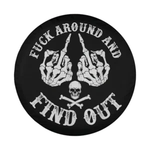 skeleton hands skull crossbones fuck-around find-out Halloween tire cover design