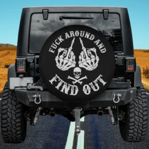 skeleton hands skull crossbones fuck-around find-out spare tire cover no camera hole