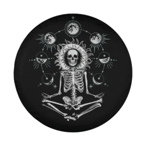 skeleton moon phase yoga boho sun halloween spare tire cover design only