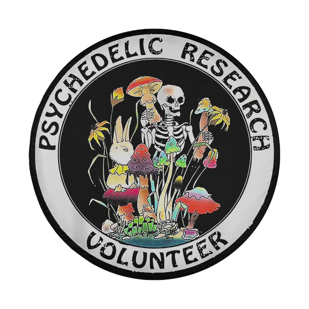 psychedelic skeleton rabbit mushroom art spare tire cover design only