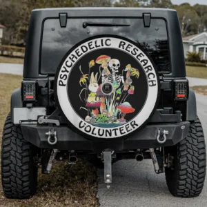 skeleton rabbit mushroom psychedelic research volunteer spare tire cover with camera hole