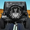 Skeleton reading book with leafy vines Halloween spare tire cover no camera hole