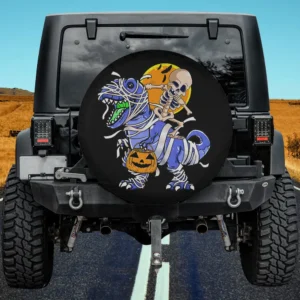 skeleton riding mummy dinosaur pumpkin halloween spare tire cover no camera hole