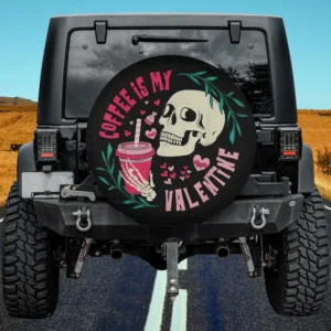 skeleton skull coffee cup hearts valentine spare tire cover no camera hole