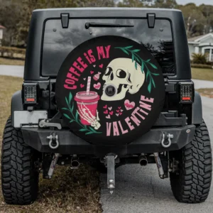 skeleton skull coffee cup hearts valentine spare tire cover with camera hole