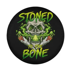 smoking weed skeleton neon smoke halloween tire cover design only