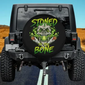 smoking weed skeleton neon smoke halloween spare tire cover no camera hole